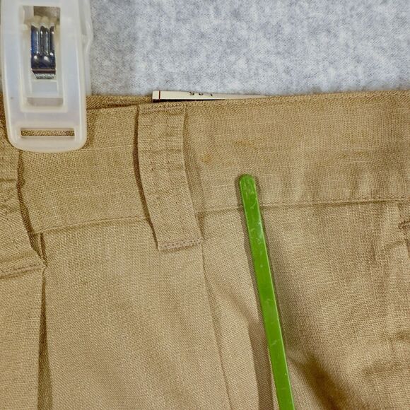 HB Harbor Bay Sport Mens Chino Shorts Size 58x8.5 Tan Linen Cotton Pleated - Picture 9 of 9